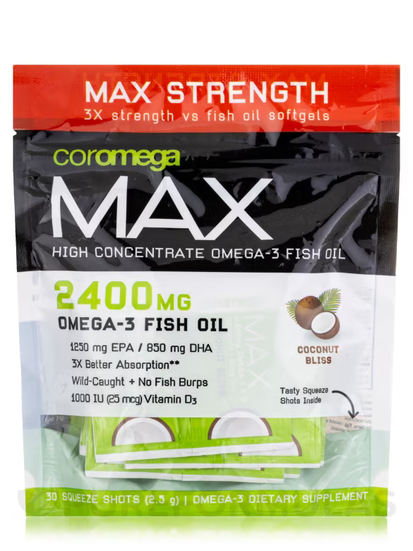 Coromega Max High Concentrate Omega 3 Fish Oil 2400Mg, 30 Ea